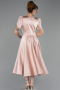 Midi Powder Color Satin Party Dress ABK2699