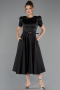 Midi Black Satin Party Dress ABK2699