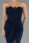 Long Navy Blue Dantelle Evening Dress ABU6639