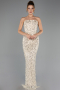 Long Beige Scaly Evening Dress ABU6641