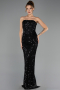 Long Black Scaly Evening Dress ABU6641