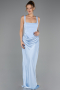 Long Light Blue Satin Evening Dress ABU6649
