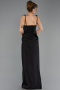 Long Black Satin Evening Dress ABU6649