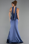 Long Navy Blue Satin Evening Dress ABU6655