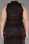 Long Dark Brown Beaded Plus Size Evening Gown ABU5063