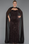 Long Brown Beaded Plus Size Evening Dress ABU6545