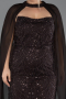 Long Brown Beaded Plus Size Evening Dress ABU6545