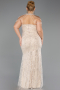 Long Beige Beaded Plus Size Evening Gown ABU6632