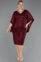 Midi Burgundy Beaded Plus Size Cocktail Dress ABK2693