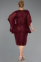 Midi Burgundy Beaded Plus Size Cocktail Dress ABK2693