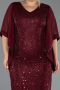 Midi Burgundy Beaded Plus Size Cocktail Dress ABK2693