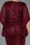 Midi Burgundy Beaded Plus Size Cocktail Dress ABK2693