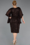 Midi Brown Beaded Plus Size Cocktail Dress ABK2693
