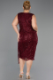Midi Burgundy Beaded Plus Size Cocktail Dress ABK2698