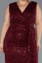 Midi Burgundy Beaded Plus Size Cocktail Dress ABK2698