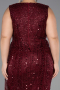 Midi Burgundy Beaded Plus Size Cocktail Dress ABK2698