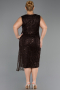 Midi Brown Beaded Plus Size Cocktail Dress ABK2698