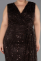Midi Brown Beaded Plus Size Cocktail Dress ABK2698