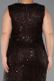 Midi Brown Beaded Plus Size Cocktail Dress ABK2698