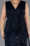 Midi Navy Blue Beaded Plus Size Cocktail Dress ABK2698