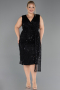 Midi Black Beaded Plus Size Cocktail Dress ABK2698