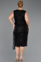 Midi Black Beaded Plus Size Cocktail Dress ABK2698
