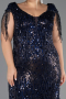 Long Navy Blue Scaly Plus Size Evening Gown ABU6610
