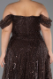 Long Brown Beaded Formal Plus Size Dress ABU6347