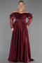 Burgundy Long Satin Formal Plus Size Dress ABU5261