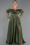 Long Olive Drab Satin Formal Plus Size Dress ABU5261
