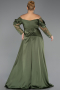 Long Olive Drab Satin Formal Plus Size Dress ABU5261