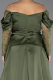 Long Olive Drab Satin Formal Plus Size Dress ABU5261