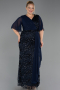 Long Navy Blue Scaly Plus Size Evening Gown ABU6373