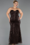 Long Brown Beaded Plus Size Evening Gown ABU6632