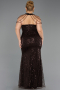 Long Brown Beaded Plus Size Evening Gown ABU6632