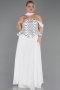 Long White Chiffon Formal Plus Size Dress ABU6535