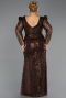 Long Brown Beaded Plus Size Evening Gown ABU6661