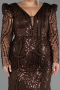 Long Brown Beaded Plus Size Evening Gown ABU6661