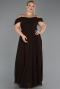Long Brown Chiffon Plus Size Evening Gown ABU6646