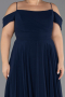 Long Navy Blue Chiffon Plus Size Evening Gown ABU6646