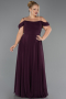 Long Purple Chiffon Plus Size Evening Gown ABU6646