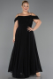 Long Black Chiffon Plus Size Evening Gown ABU6646
