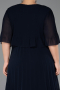 Midi Navy Blue Chiffon Plus Size Evening Dress ABK2677