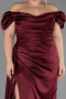 Burgundy Long Satin Plus Size Evening Dress ABU1626