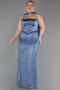 Long Indigo Beaded Plus Size Evening Dress ABU6258