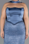 Long Indigo Beaded Plus Size Evening Dress ABU6258