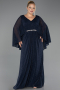 Long Navy Blue Stony Plus Size Evening Dress ABU6653