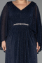 Long Navy Blue Stony Plus Size Evening Dress ABU6653