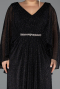 Long Black Stony Plus Size Evening Dress ABU6653