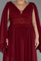 Long Burgundy Chiffon Plus Size Evening Dress ABU4638